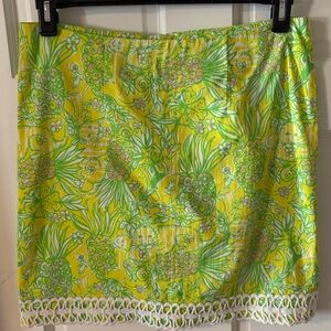 Lilly Pulitzer Crazy Cat House Mini Skirt Tropical Pineapple Cat Yellow/Green 8